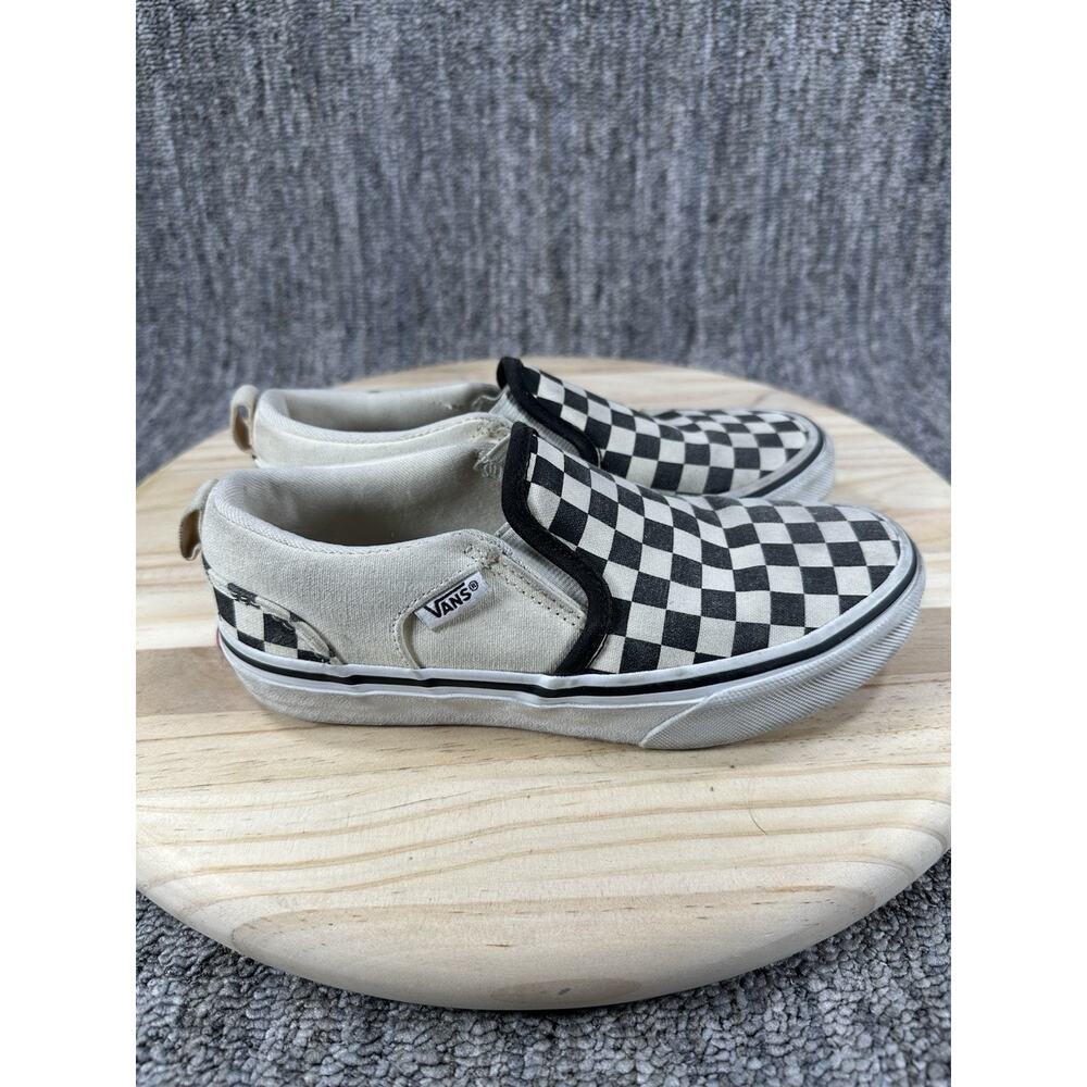 VANS Slip-On Checkerboard Canvas Youth's Size 1y Skate Shoes Beige Black